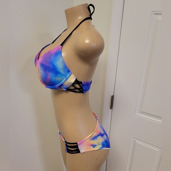 PINK VICTORIA SECRET COLORBLOCK TWO PIECE BIKINI SWIMSUITS - Picture 7 of 15